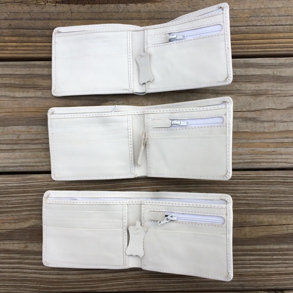 White Wallet Men CardHolder Bifold Genuine Leather - Picture 4 of 8